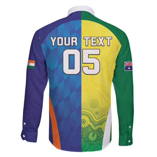 Custom Australia And India Cricket Family Matching Off The Shoulder Long Sleeve Dress and Hawaiian Shirt Ashoka Chakra With Aboriginal - Aussie Hoodie