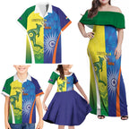 Custom Australia And India Cricket Family Matching Off Shoulder Maxi Dress and Hawaiian Shirt Ashoka Chakra With Aboriginal - Aussie Hoodie