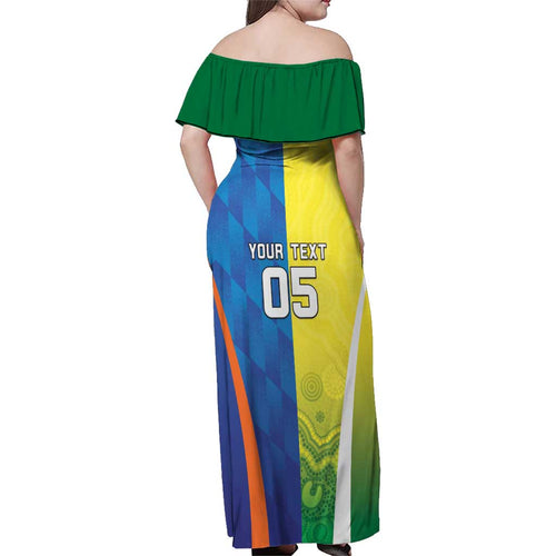 Custom Australia And India Cricket Family Matching Off Shoulder Maxi Dress and Hawaiian Shirt Ashoka Chakra With Aboriginal - Aussie Hoodie
