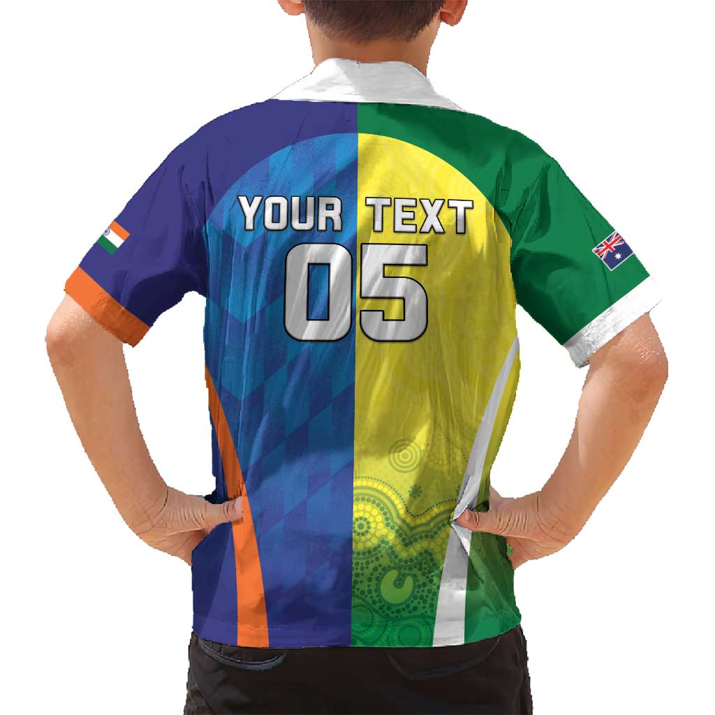 Custom Australia And India Cricket Family Matching Puletasi and Hawaiian Shirt Ashoka Chakra With Aboriginal - Aussie Hoodie