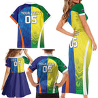 Custom Australia And India Cricket Family Matching Short Sleeve Bodycon Dress and Hawaiian Shirt Ashoka Chakra With Aboriginal - Aussie Hoodie