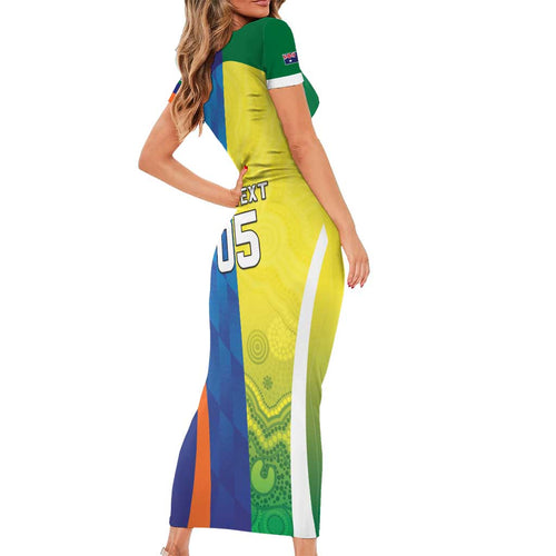 Custom Australia And India Cricket Family Matching Short Sleeve Bodycon Dress and Hawaiian Shirt Ashoka Chakra With Aboriginal - Aussie Hoodie