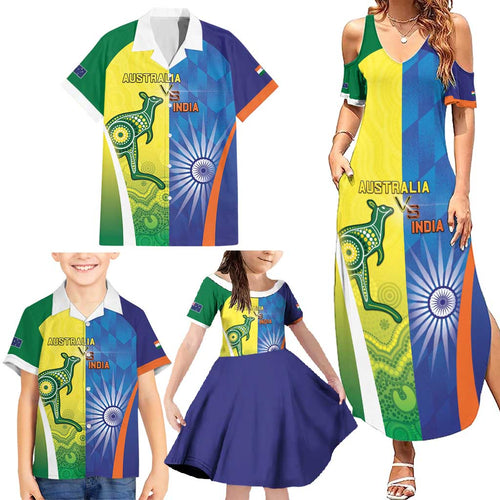 Custom Australia And India Cricket Family Matching Summer Maxi Dress and Hawaiian Shirt Ashoka Chakra With Aboriginal - Aussie Hoodie