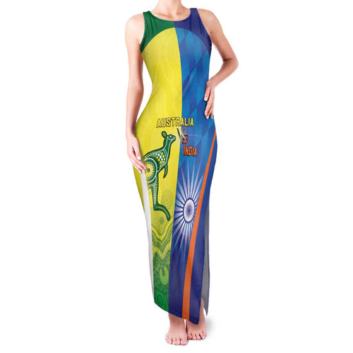 Custom Australia And India Cricket Family Matching Tank Maxi Dress and Hawaiian Shirt Ashoka Chakra With Aboriginal - Aussie Hoodie