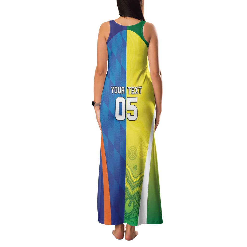 Custom Australia And India Cricket Family Matching Tank Maxi Dress and Hawaiian Shirt Ashoka Chakra With Aboriginal - Aussie Hoodie