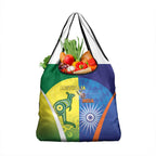 Australia And India Cricket Grocery Bag Ashoka Chakra With Aboriginal - Aussie Hoodie