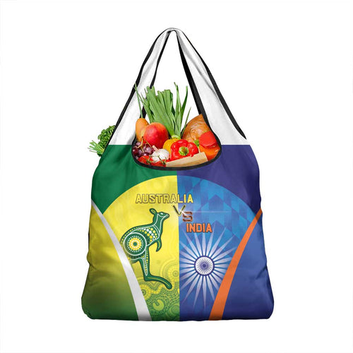 Australia And India Cricket Grocery Bag Ashoka Chakra With Aboriginal - Aussie Hoodie