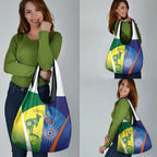 Australia And India Cricket Grocery Bag Ashoka Chakra With Aboriginal - Aussie Hoodie