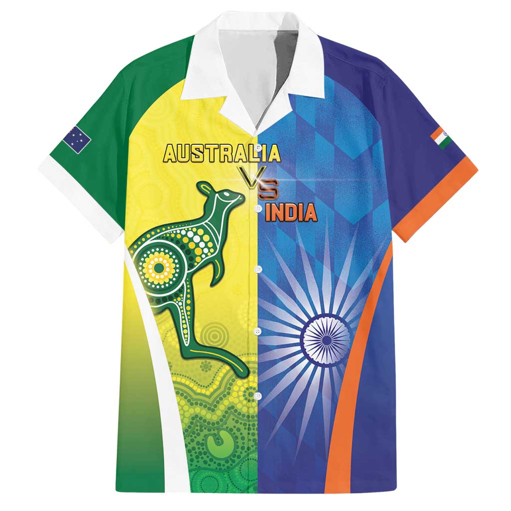 Custom Australia And India Cricket Hawaiian Shirt Ashoka Chakra With Aboriginal - Aussie Hoodie