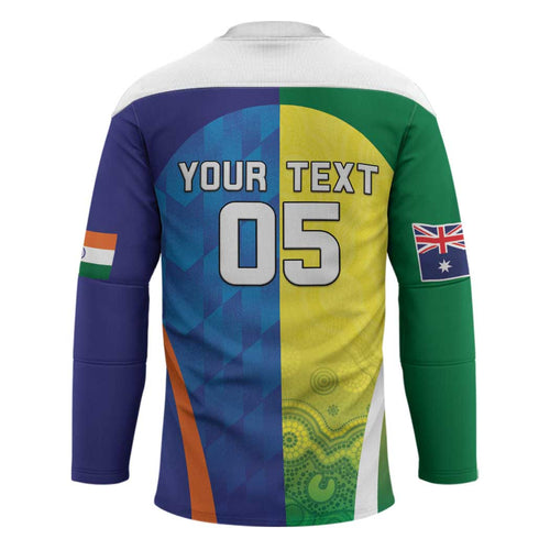 Custom Australia And India Cricket Hockey Jersey Ashoka Chakra With Aboriginal - Aussie Hoodie