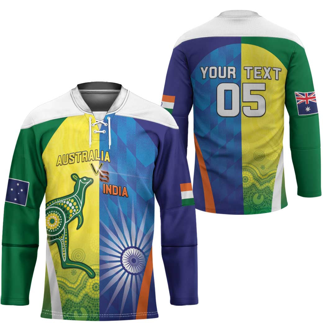 Custom Australia And India Cricket Hockey Jersey Ashoka Chakra With Aboriginal - Aussie Hoodie