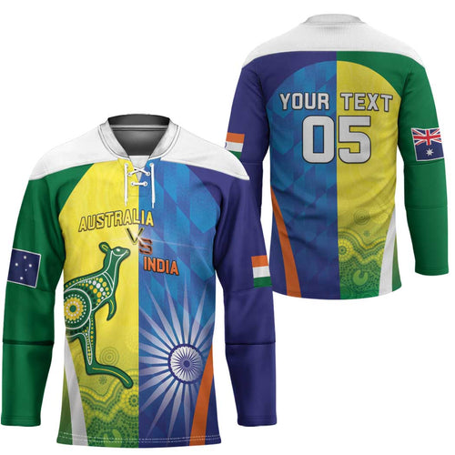 Custom Australia And India Cricket Hockey Jersey Ashoka Chakra With Aboriginal - Aussie Hoodie