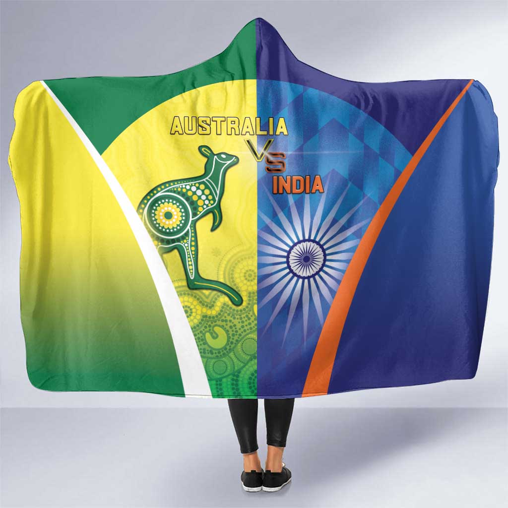 Australia And India Cricket Hooded Blanket Ashoka Chakra With Aboriginal - Aussie Hoodie