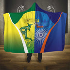 Australia And India Cricket Hooded Blanket Ashoka Chakra With Aboriginal - Aussie Hoodie