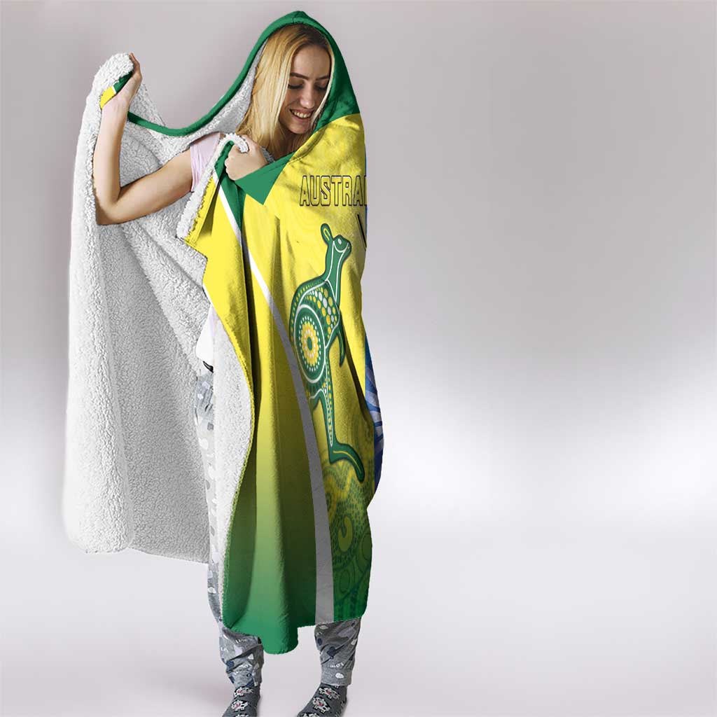 Australia And India Cricket Hooded Blanket Ashoka Chakra With Aboriginal - Aussie Hoodie