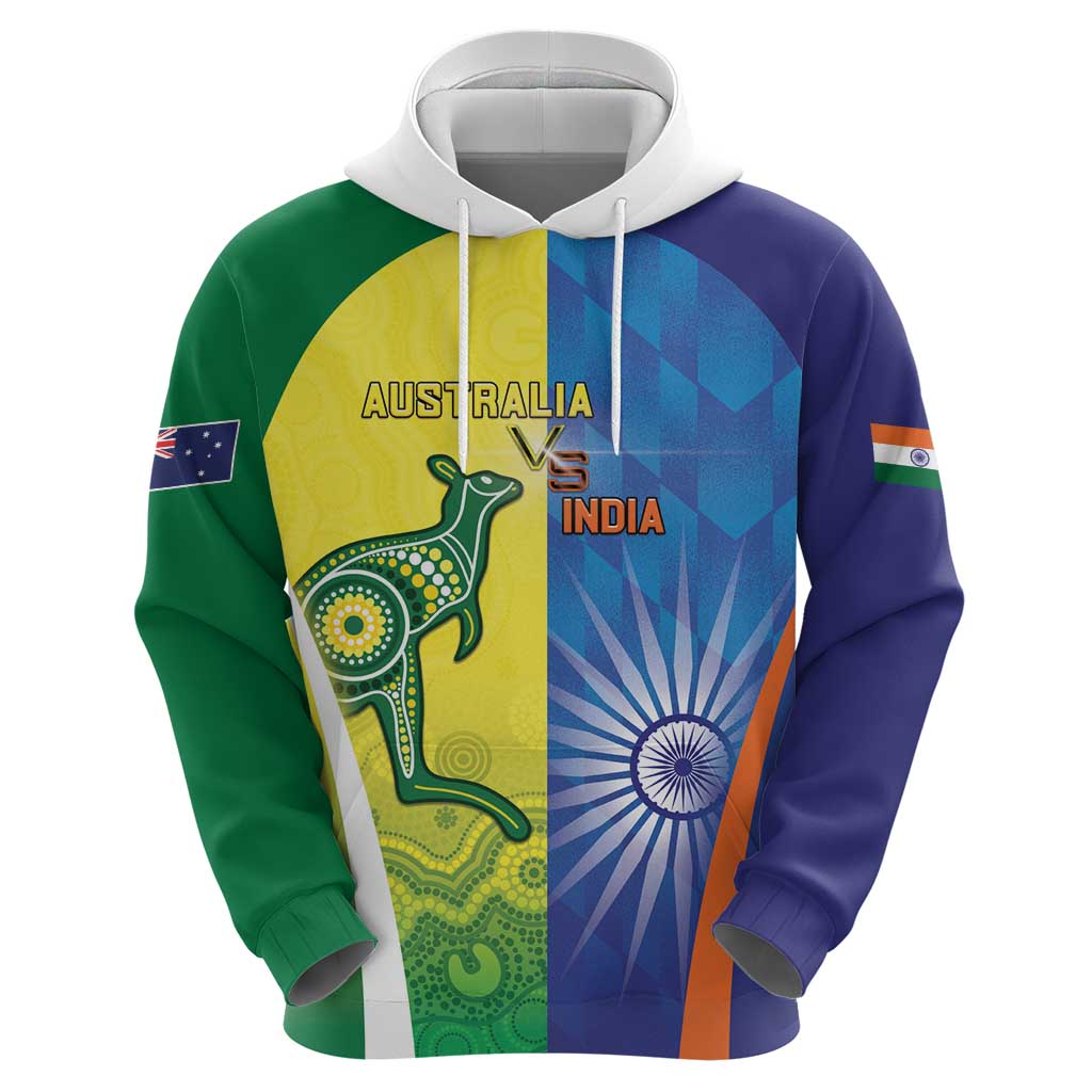 Custom Australia And India Cricket Hoodie Ashoka Chakra With Aboriginal - Aussie Hoodie