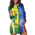 Custom Australia And India Cricket Hoodie Dress Ashoka Chakra With Aboriginal - Aussie Hoodie