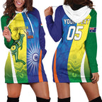 Custom Australia And India Cricket Hoodie Dress Ashoka Chakra With Aboriginal - Aussie Hoodie