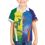 Custom Australia And India Cricket Kid Hawaiian Shirt Ashoka Chakra With Aboriginal - Aussie Hoodie