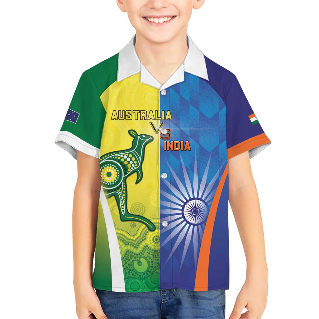 Custom Australia And India Cricket Kid Hawaiian Shirt Ashoka Chakra With Aboriginal - Aussie Hoodie