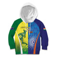 Custom Australia And India Cricket Kid Hoodie Ashoka Chakra With Aboriginal - Aussie Hoodie