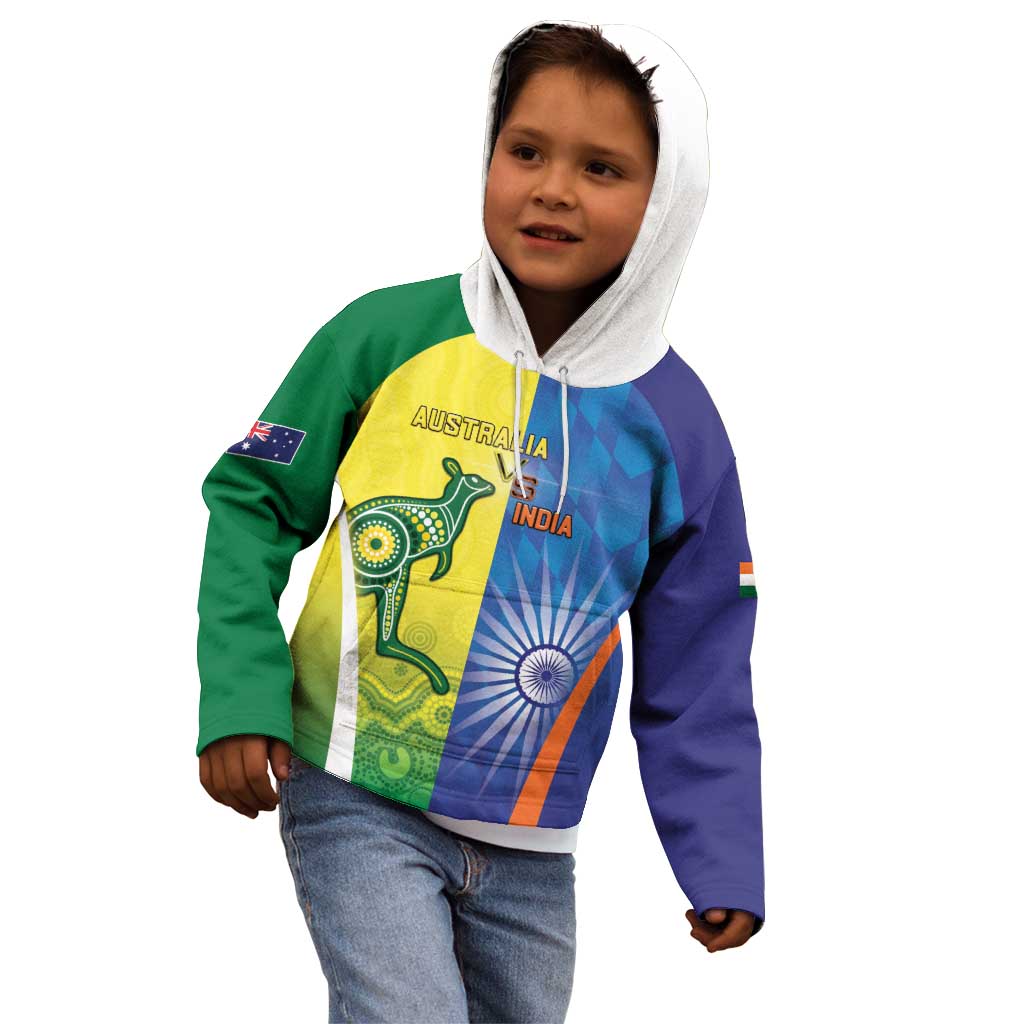 Custom Australia And India Cricket Kid Hoodie Ashoka Chakra With Aboriginal - Aussie Hoodie