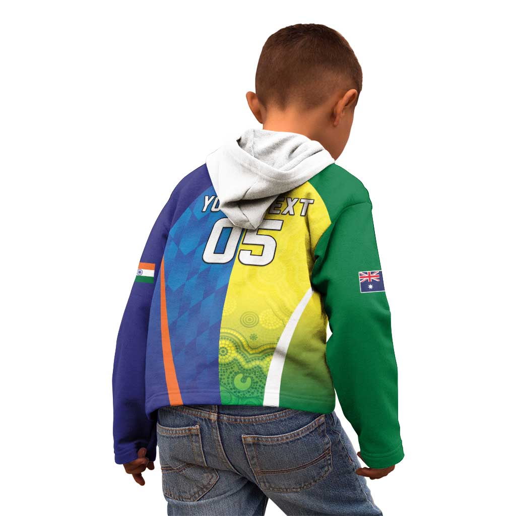 Custom Australia And India Cricket Kid Hoodie Ashoka Chakra With Aboriginal - Aussie Hoodie