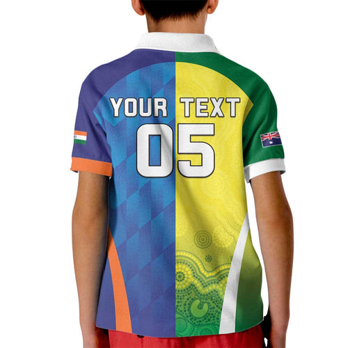 Custom Australia And India Cricket Kid Polo Shirt Ashoka Chakra With Aboriginal - Aussie Hoodie