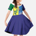 Custom Australia And India Cricket Kid Short Sleeve Dress Ashoka Chakra With Aboriginal - Aussie Hoodie