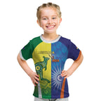 Custom Australia And India Cricket Kid T Shirt Ashoka Chakra With Aboriginal - Aussie Hoodie