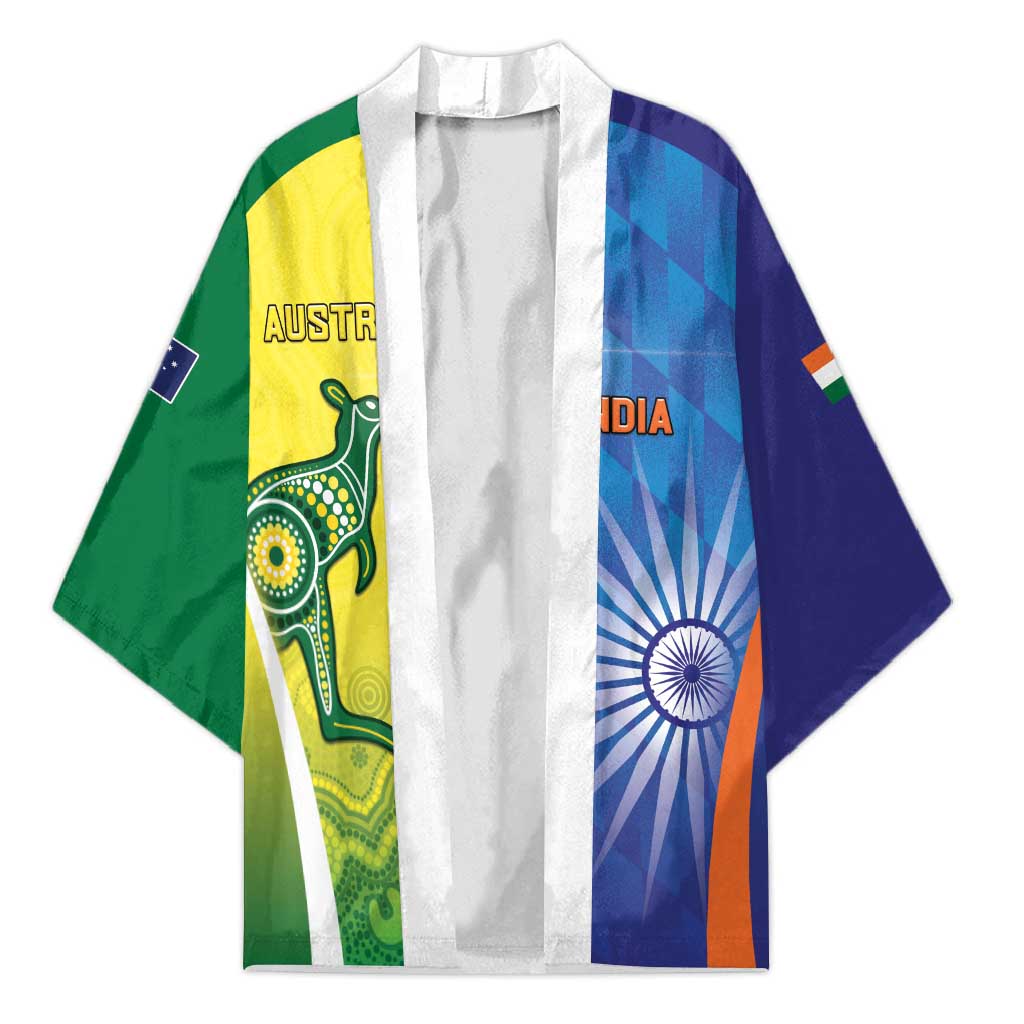 Custom Australia And India Cricket Kimono Ashoka Chakra With Aboriginal - Aussie Hoodie
