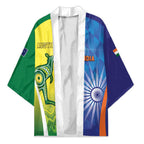 Custom Australia And India Cricket Kimono Ashoka Chakra With Aboriginal - Aussie Hoodie