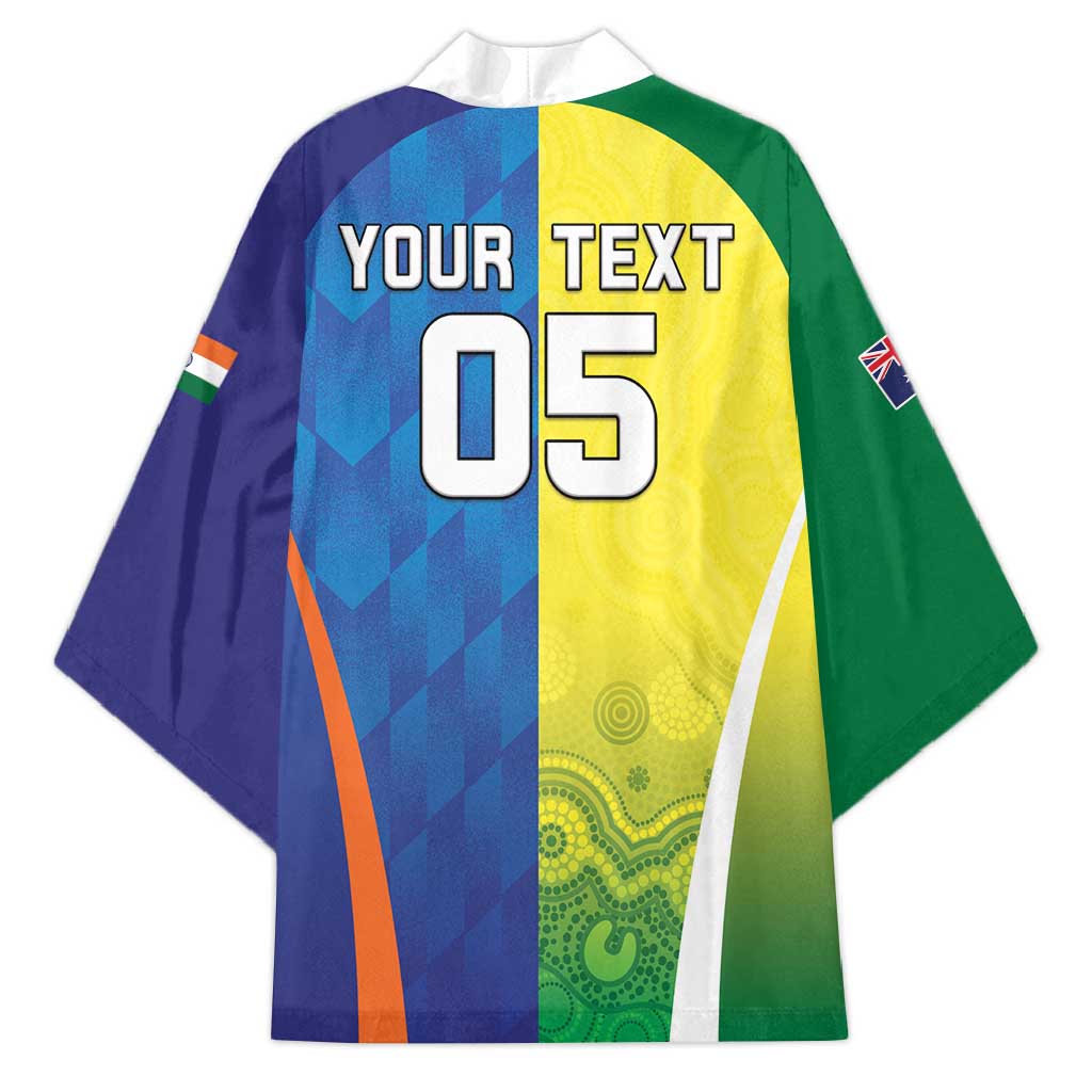 Custom Australia And India Cricket Kimono Ashoka Chakra With Aboriginal - Aussie Hoodie
