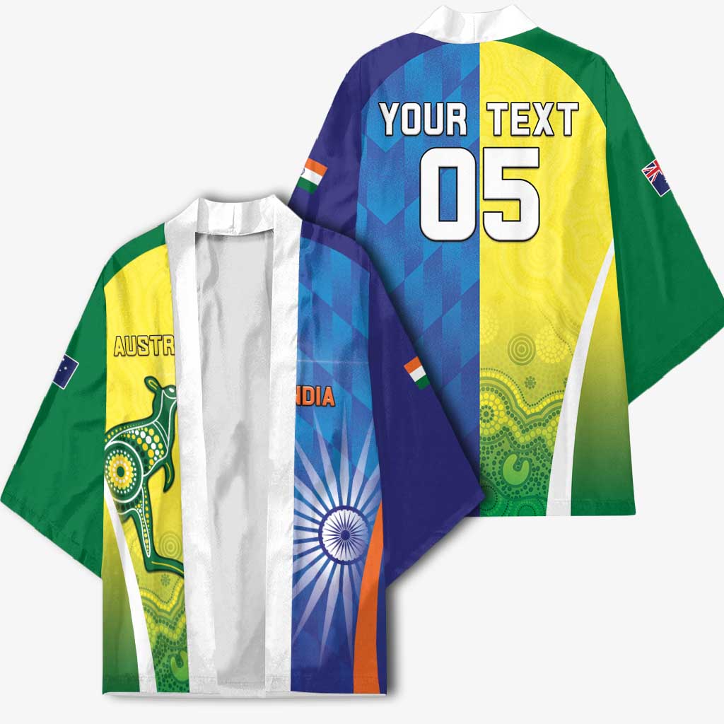 Custom Australia And India Cricket Kimono Ashoka Chakra With Aboriginal - Aussie Hoodie