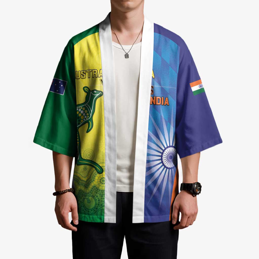 Custom Australia And India Cricket Kimono Ashoka Chakra With Aboriginal - Aussie Hoodie