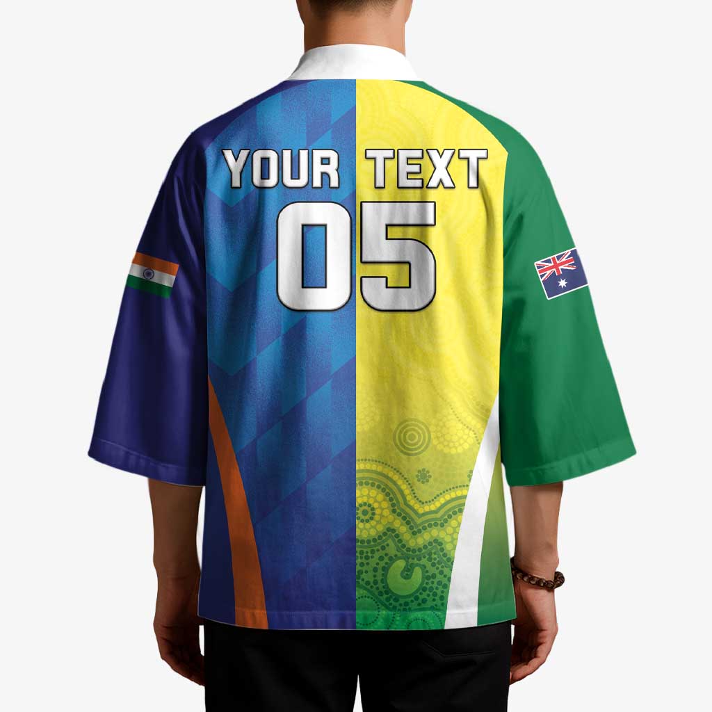 Custom Australia And India Cricket Kimono Ashoka Chakra With Aboriginal - Aussie Hoodie