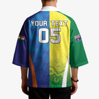 Custom Australia And India Cricket Kimono Ashoka Chakra With Aboriginal - Aussie Hoodie