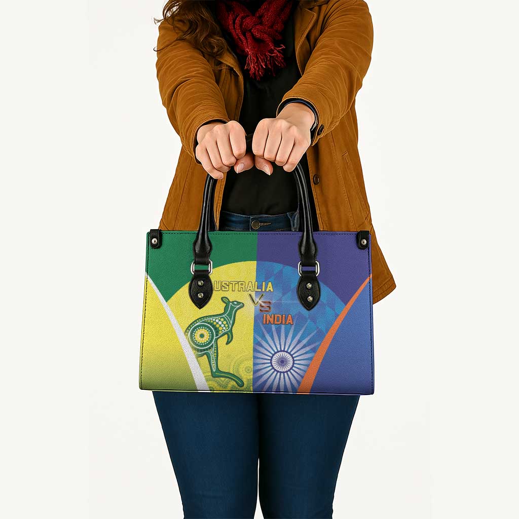 Australia And India Cricket Leather Bag Ashoka Chakra With Aboriginal - Aussie Hoodie