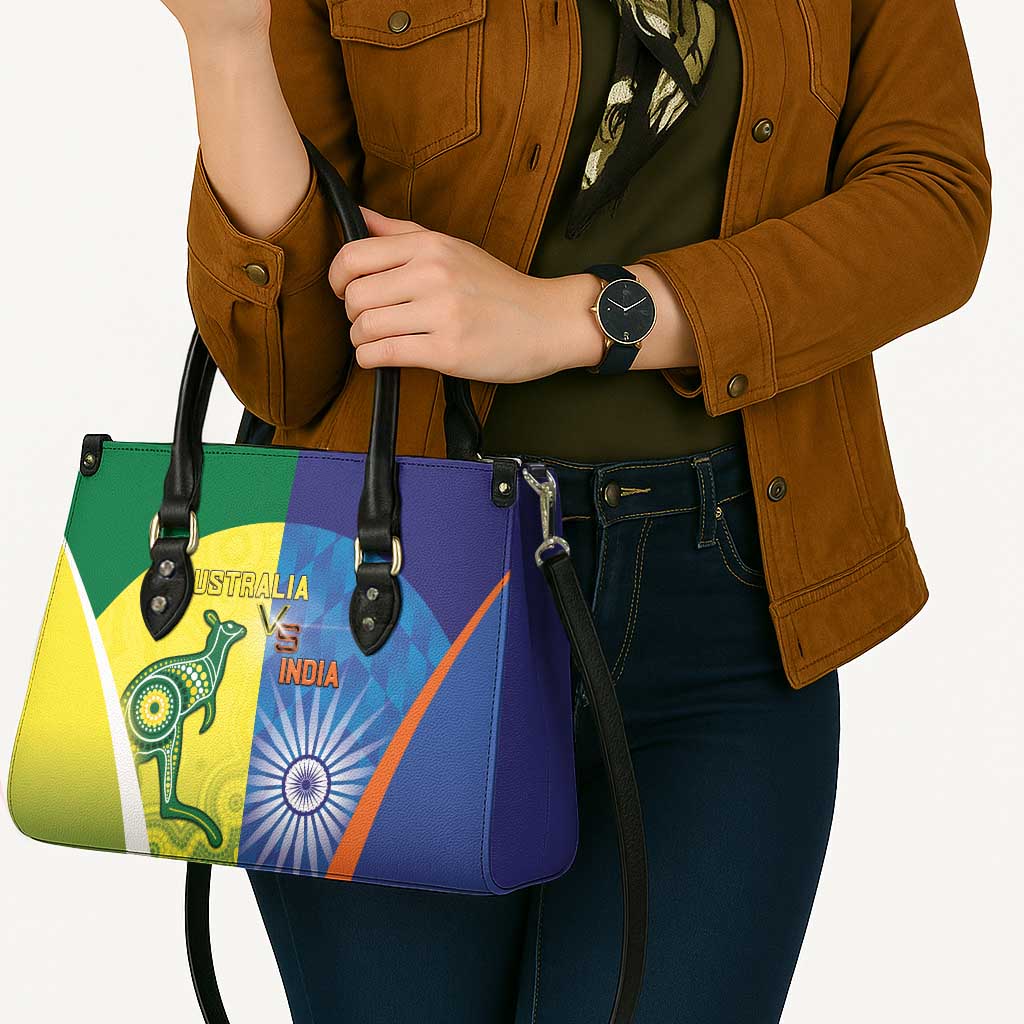 Australia And India Cricket Leather Bag Ashoka Chakra With Aboriginal - Aussie Hoodie