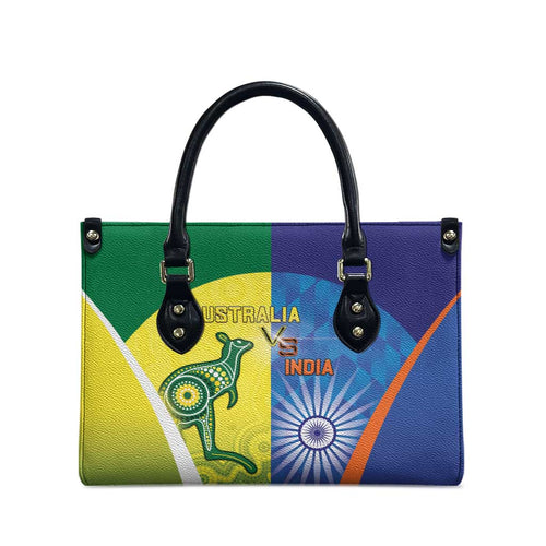 Australia And India Cricket Leather Bag Ashoka Chakra With Aboriginal - Aussie Hoodie