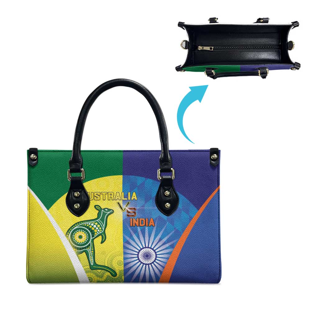 Australia And India Cricket Leather Bag Ashoka Chakra With Aboriginal - Aussie Hoodie