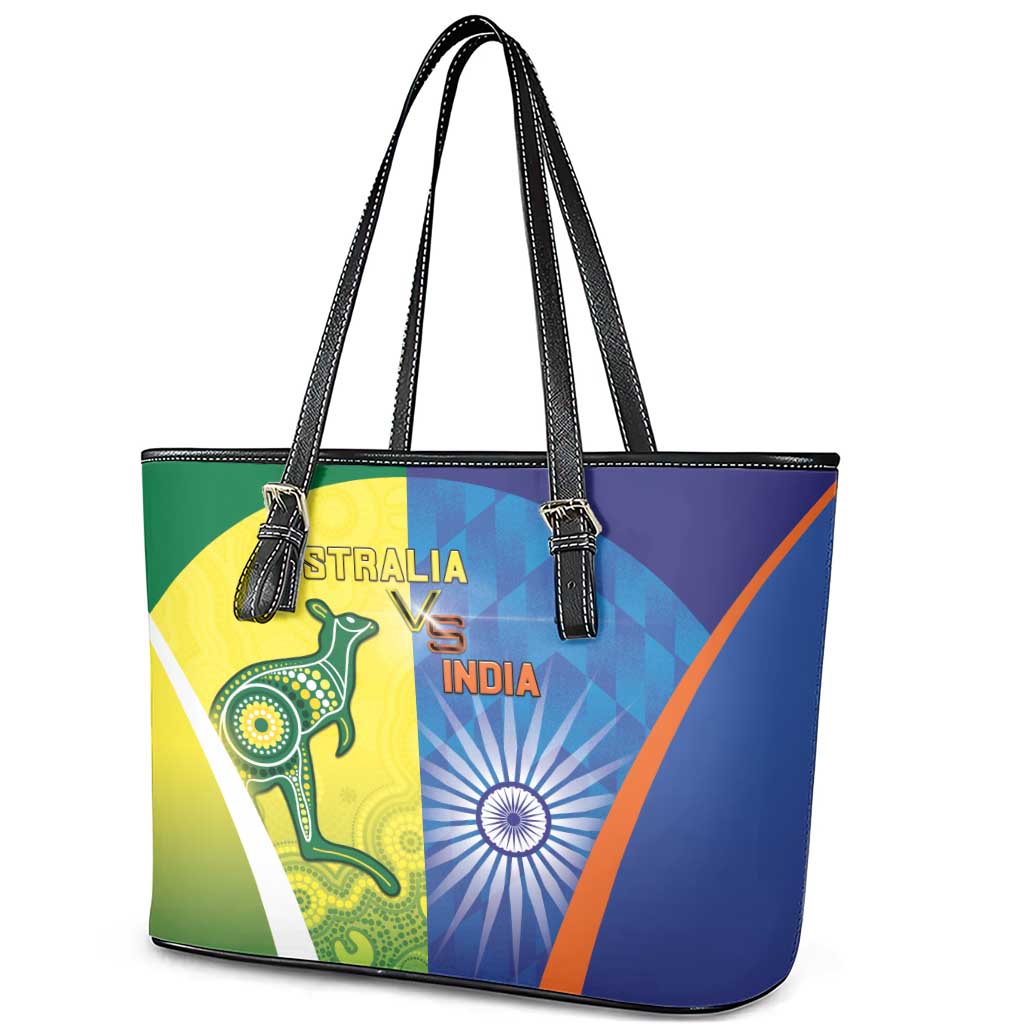 Australia And India Cricket Leather Tote Bag Ashoka Chakra With Aboriginal - Aussie Hoodie