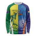 Custom Australia And India Cricket Long Sleeve Shirt Ashoka Chakra With Aboriginal - Aussie Hoodie