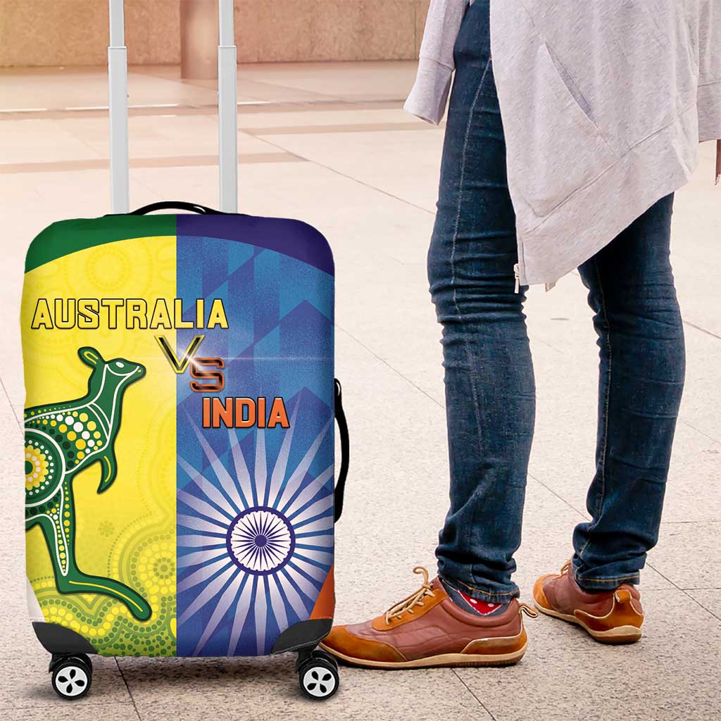 Australia And India Cricket Luggage Cover Ashoka Chakra With Aboriginal - Aussie Hoodie