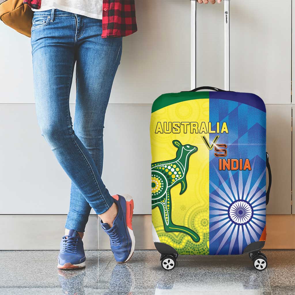 Australia And India Cricket Luggage Cover Ashoka Chakra With Aboriginal - Aussie Hoodie