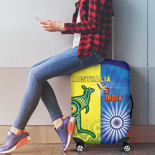 Australia And India Cricket Luggage Cover Ashoka Chakra With Aboriginal - Aussie Hoodie