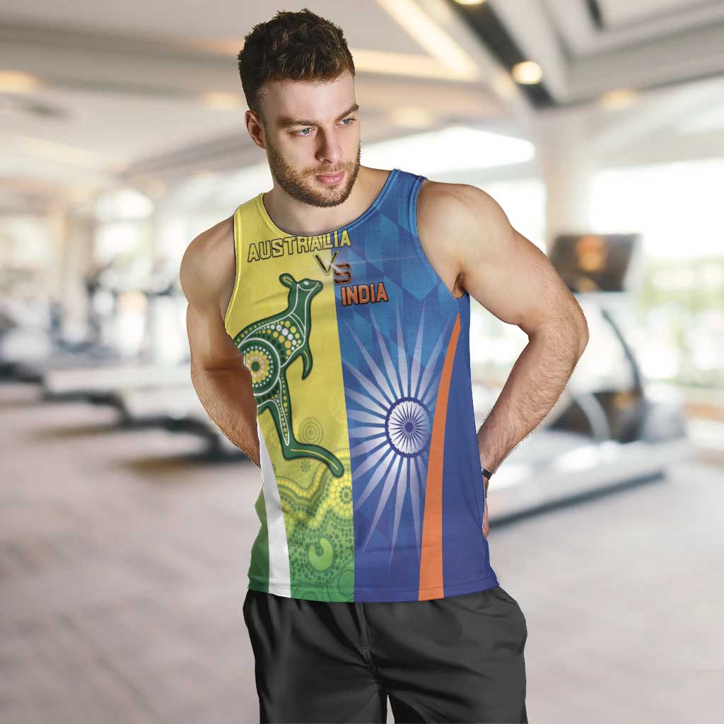 Custom Australia And India Cricket Men Tank Top Ashoka Chakra With Aboriginal - Aussie Hoodie