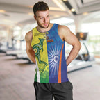 Custom Australia And India Cricket Men Tank Top Ashoka Chakra With Aboriginal - Aussie Hoodie