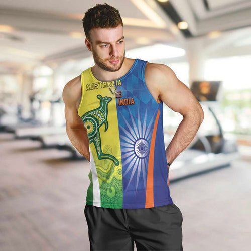 Custom Australia And India Cricket Men Tank Top Ashoka Chakra With Aboriginal - Aussie Hoodie