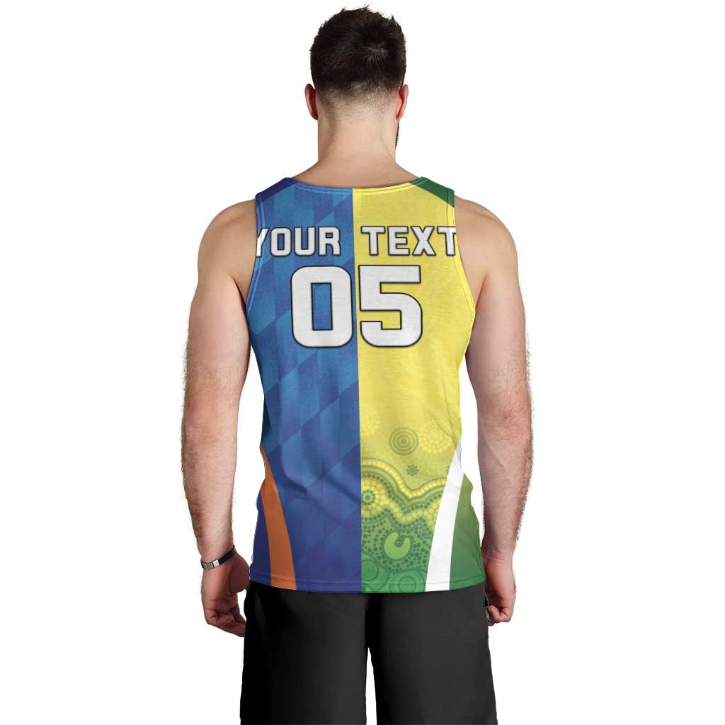 Custom Australia And India Cricket Men Tank Top Ashoka Chakra With Aboriginal - Aussie Hoodie